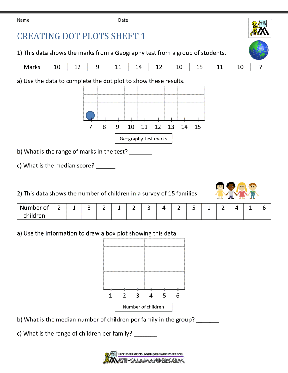 Dot Plot Worksheets for Kids: Fun Math Practice Sheets