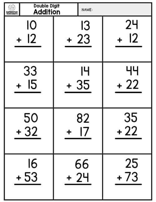 Double Digit Addition Without Regrouping Superstar Worksheets