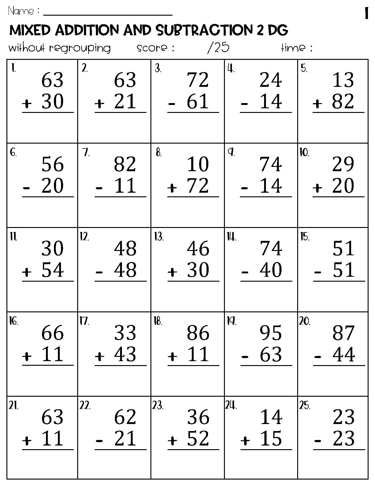 Double Digit Math Worksheets