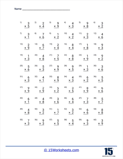 Double Digit Multiplication Practice Worksheets for Students