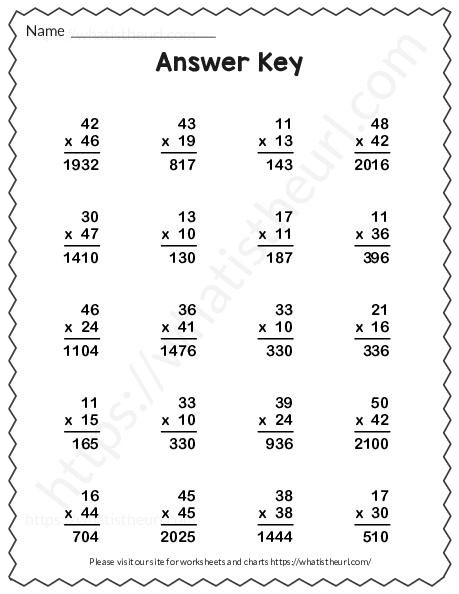 Double Digit Multiplication Worksheets for Kids