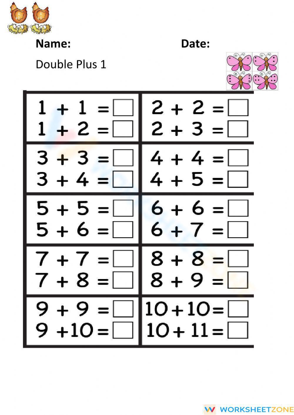 6 Ways to Master Doubles Plus 1 Worksheet