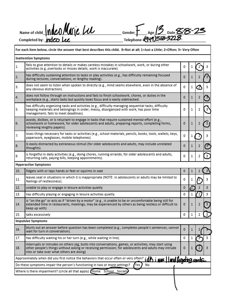 Dsm 5 Checklist Pdf