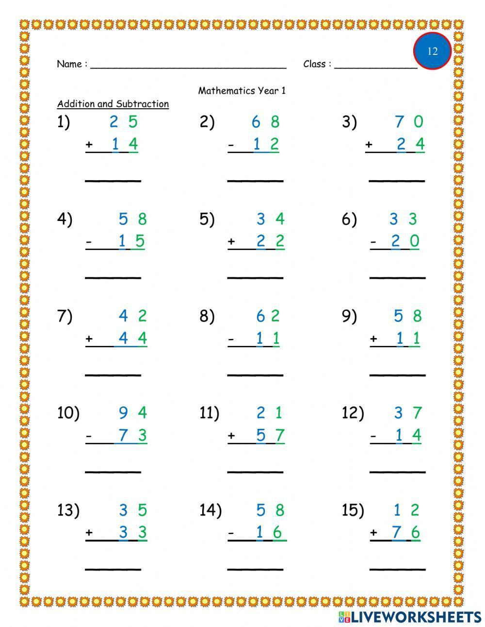 Easy Addition and Subtraction Worksheets for Kids