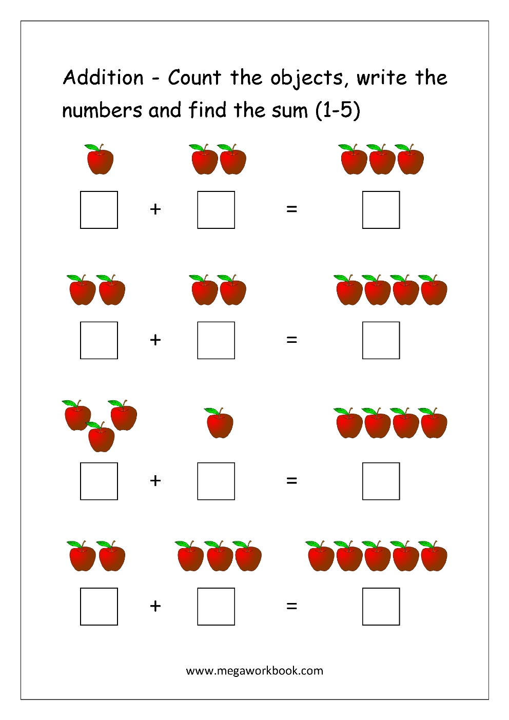 5 Easy Addition Worksheets for Kids