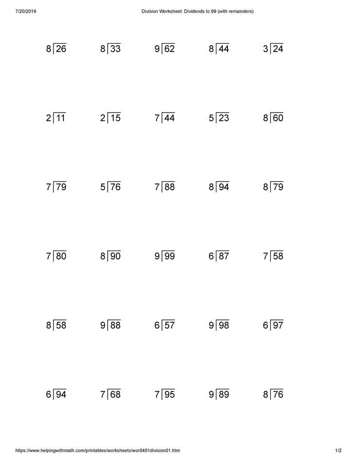 Easy Long Division Worksheets