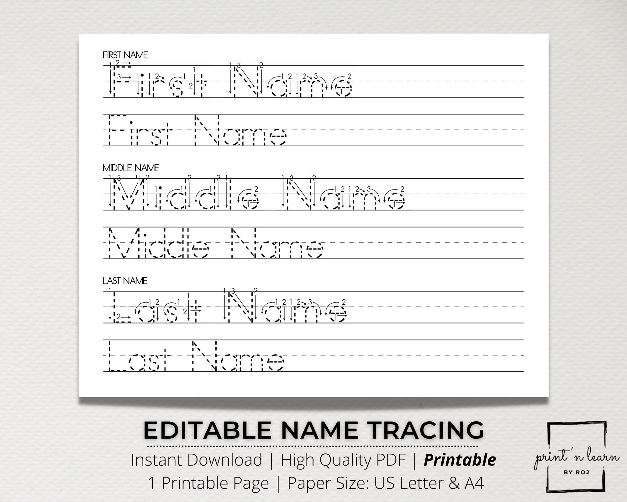 Blank Name Tracing Worksheets for Kids Editable and Free