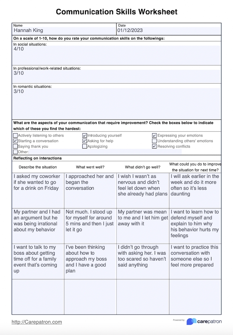 Effective Communication Worksheet Improve Communication Skills