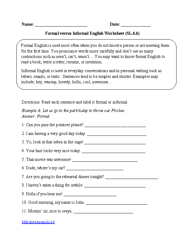 7 Fun ELA Worksheets for 6th Grade Students