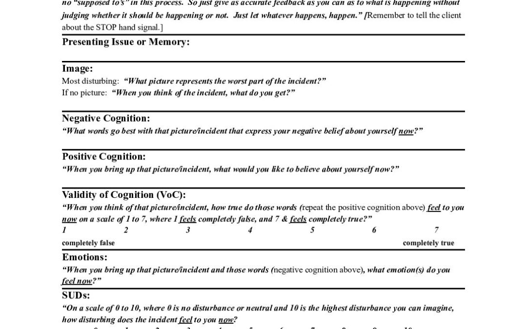 Emdr Worksheets Pdf