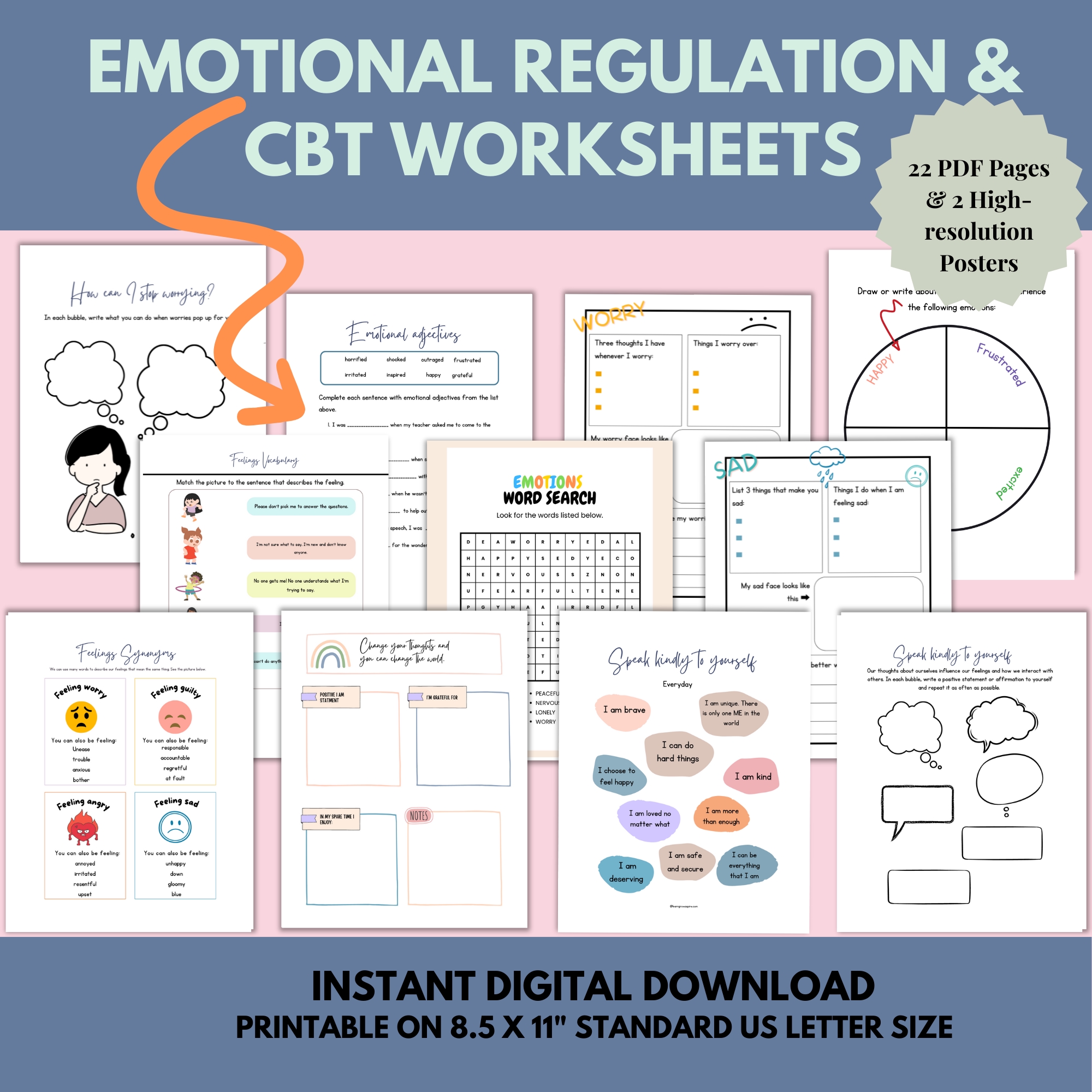 Emotional Learning Cbt Worksheets Posters For Grades 2 3 Sel