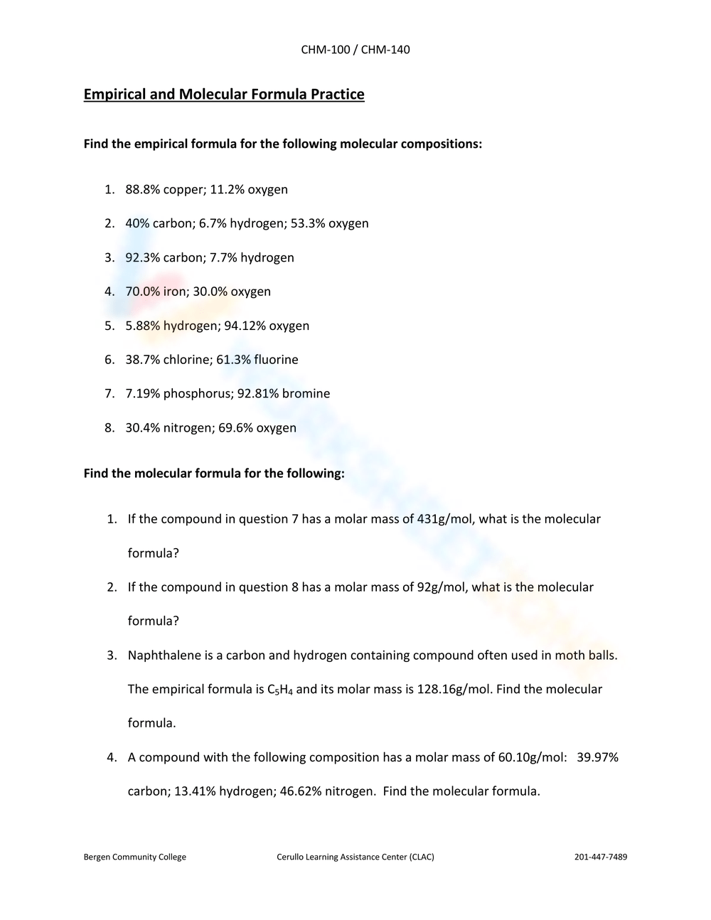 Empirical and Molecular Formula Made Easy with Practice