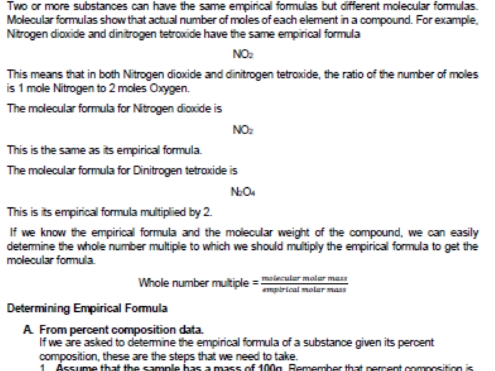 Empirical Formula And Molecular Formula Teaching Resources