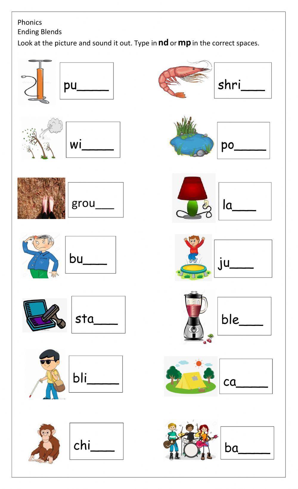 7 Fun Ending Blends Worksheets for Kids