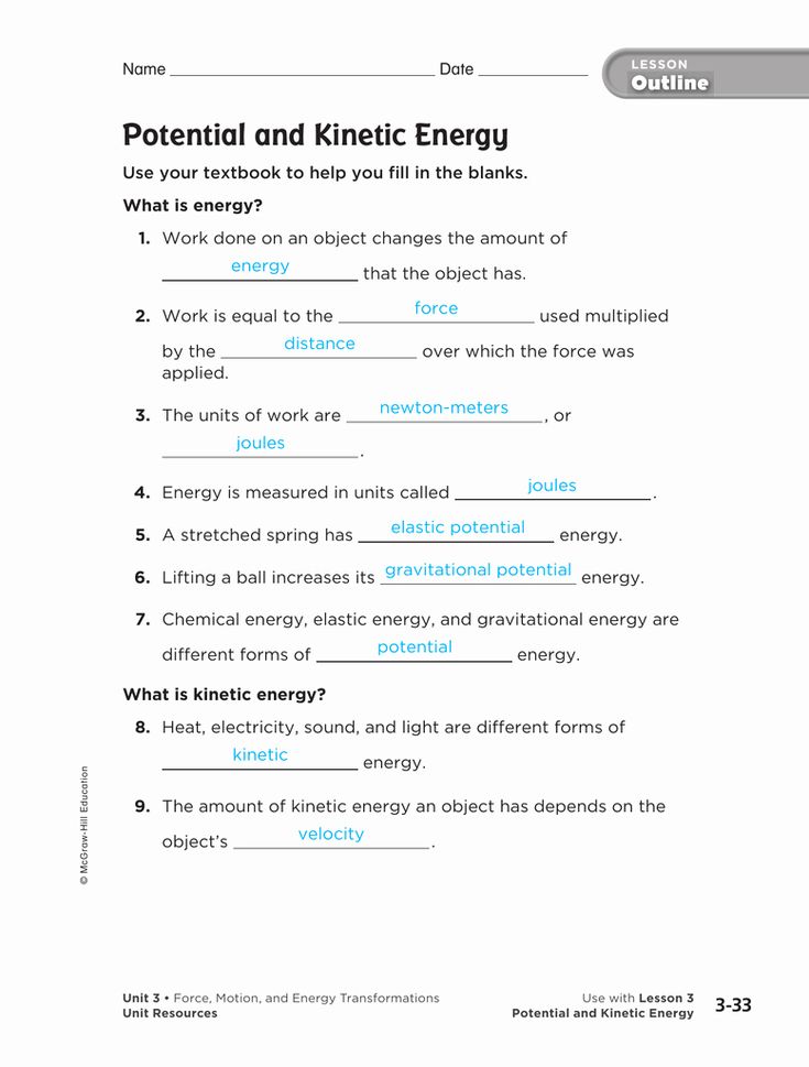 Energy Transformation Worksheet Pdf