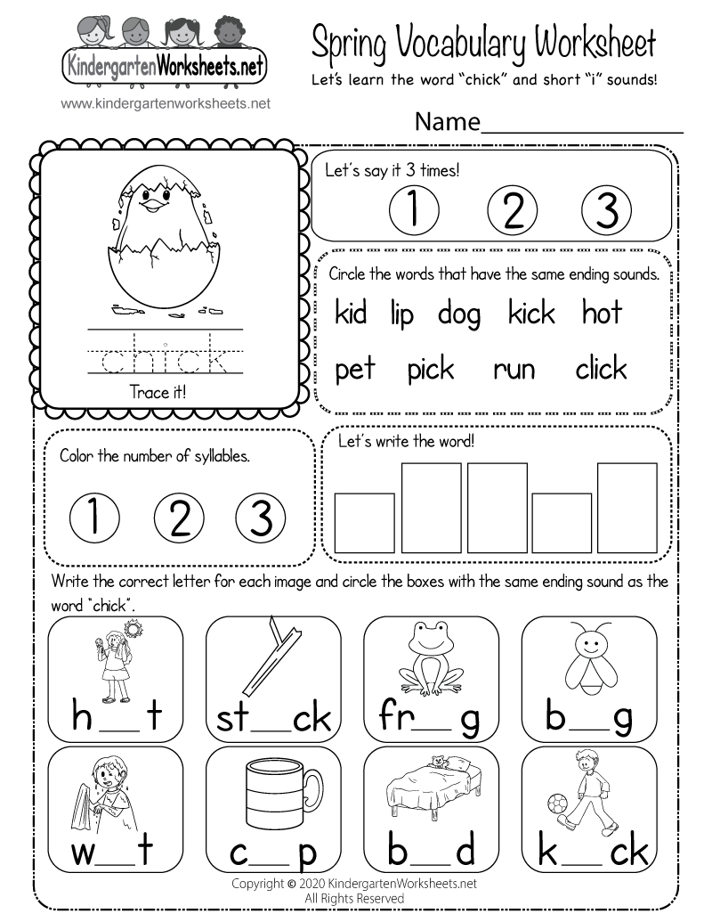 English For Kids Step By Step Spring Vocabulary Worksheets