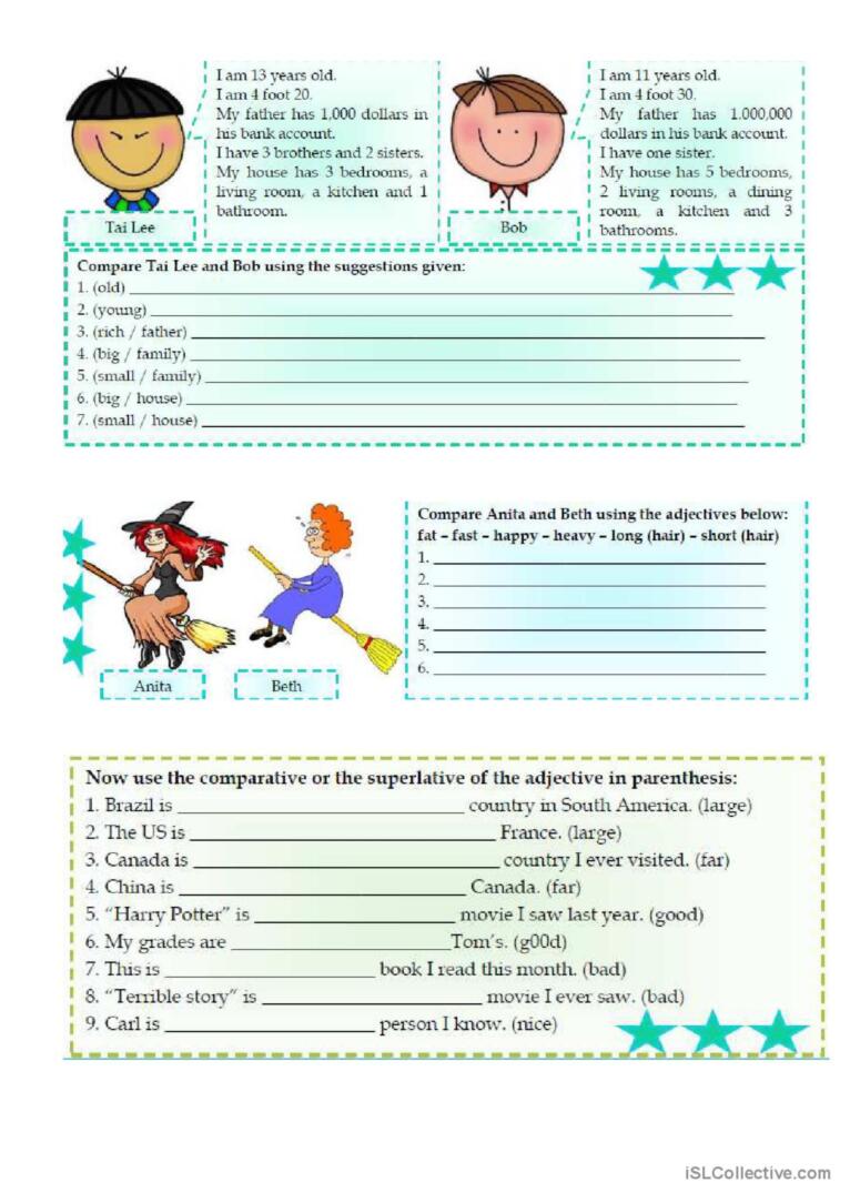 English Worksheets Comparative