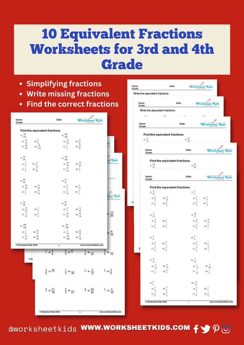 Equivalent Fraction Worksheet for Easy Math Practice