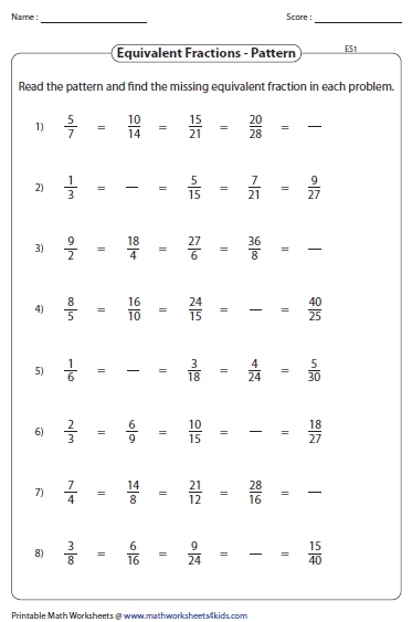 Equivalent Fractions Worksheet Year 6