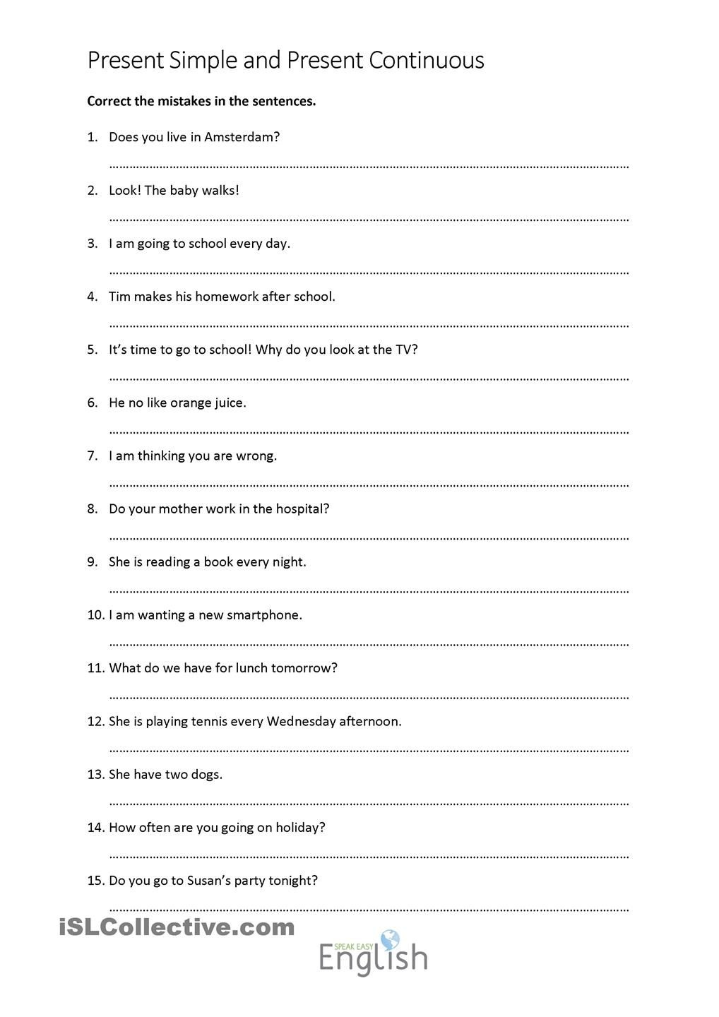 Error Correction Worksheets