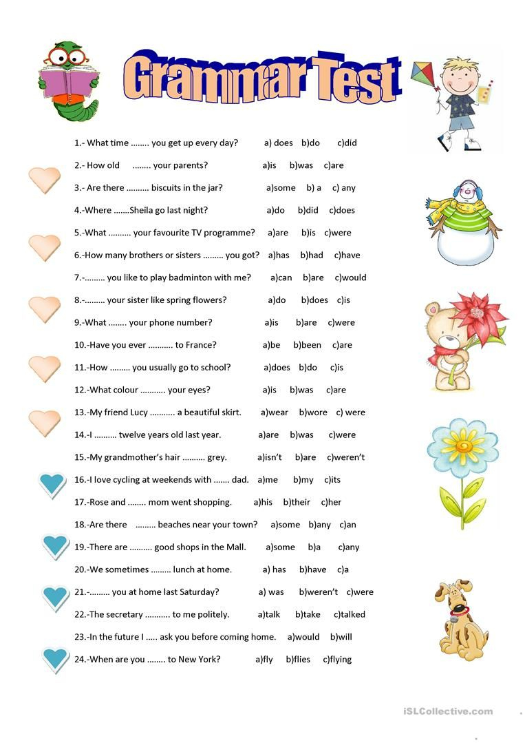 7 Printable ESL Grammar Worksheets