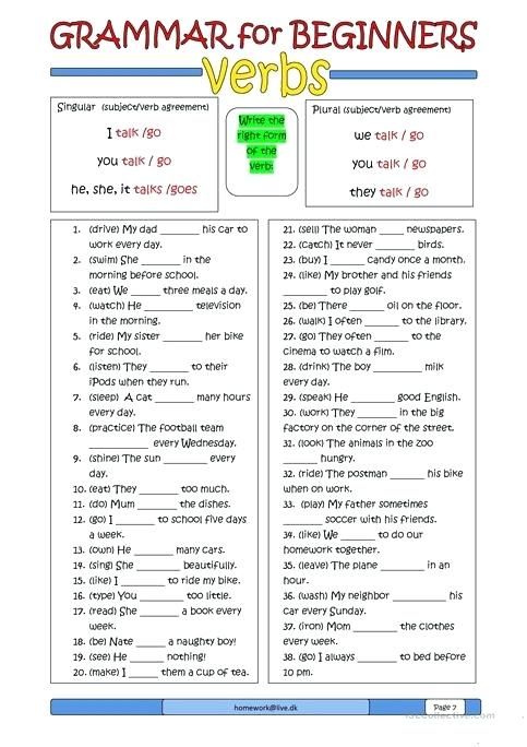 7 Free ESL Printable Worksheets for Beginners