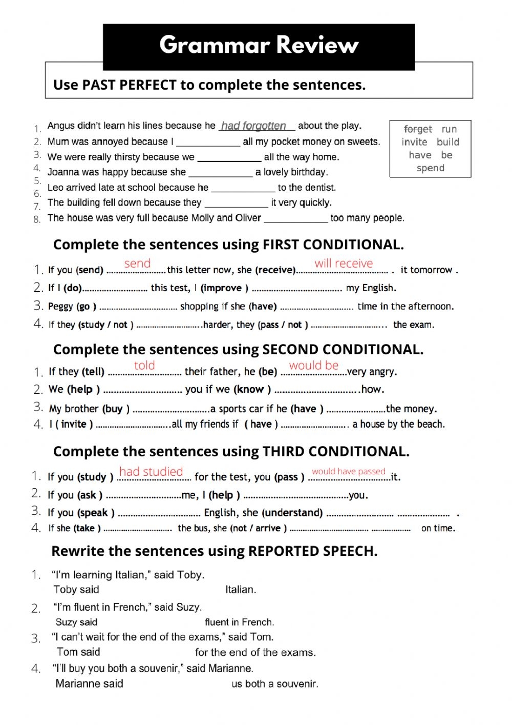 10 Free ESL Printables Grammar Worksheets