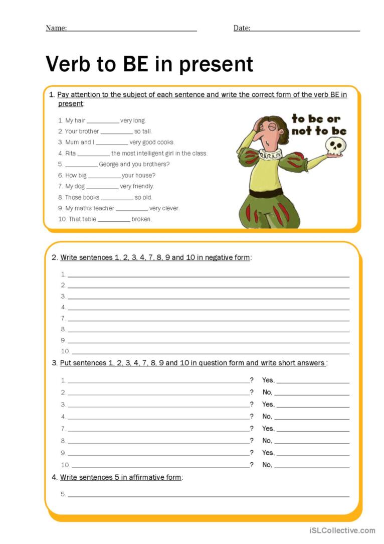 Esl Verb To Be Worksheets