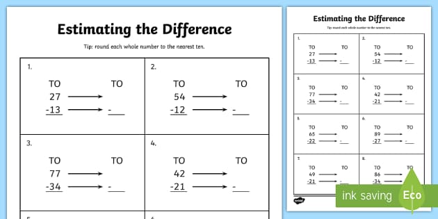 Estimating Sums and Differences Worksheets for Math Mastery