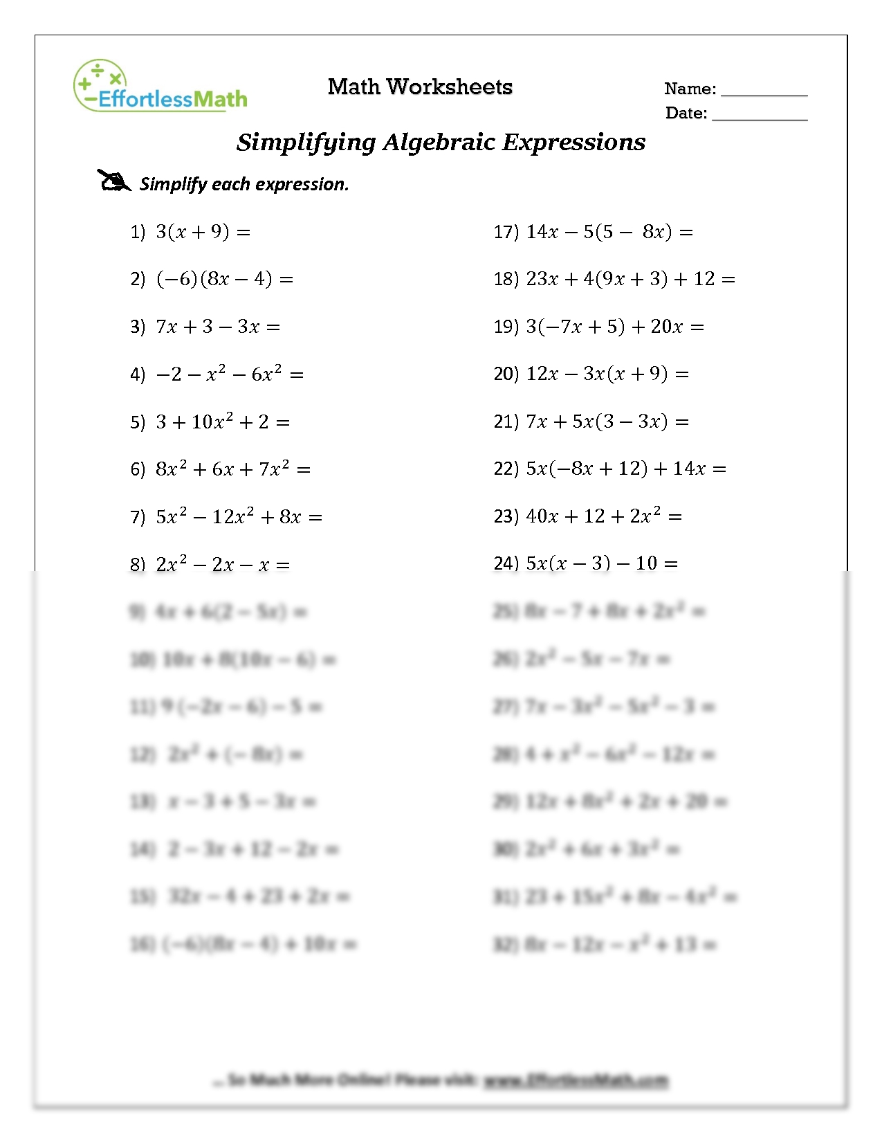 Evaluate Expressions Worksheet Made Easy