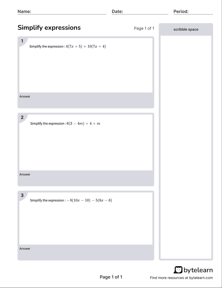 5 Ways to Simplify Evaluating Expressions Worksheets