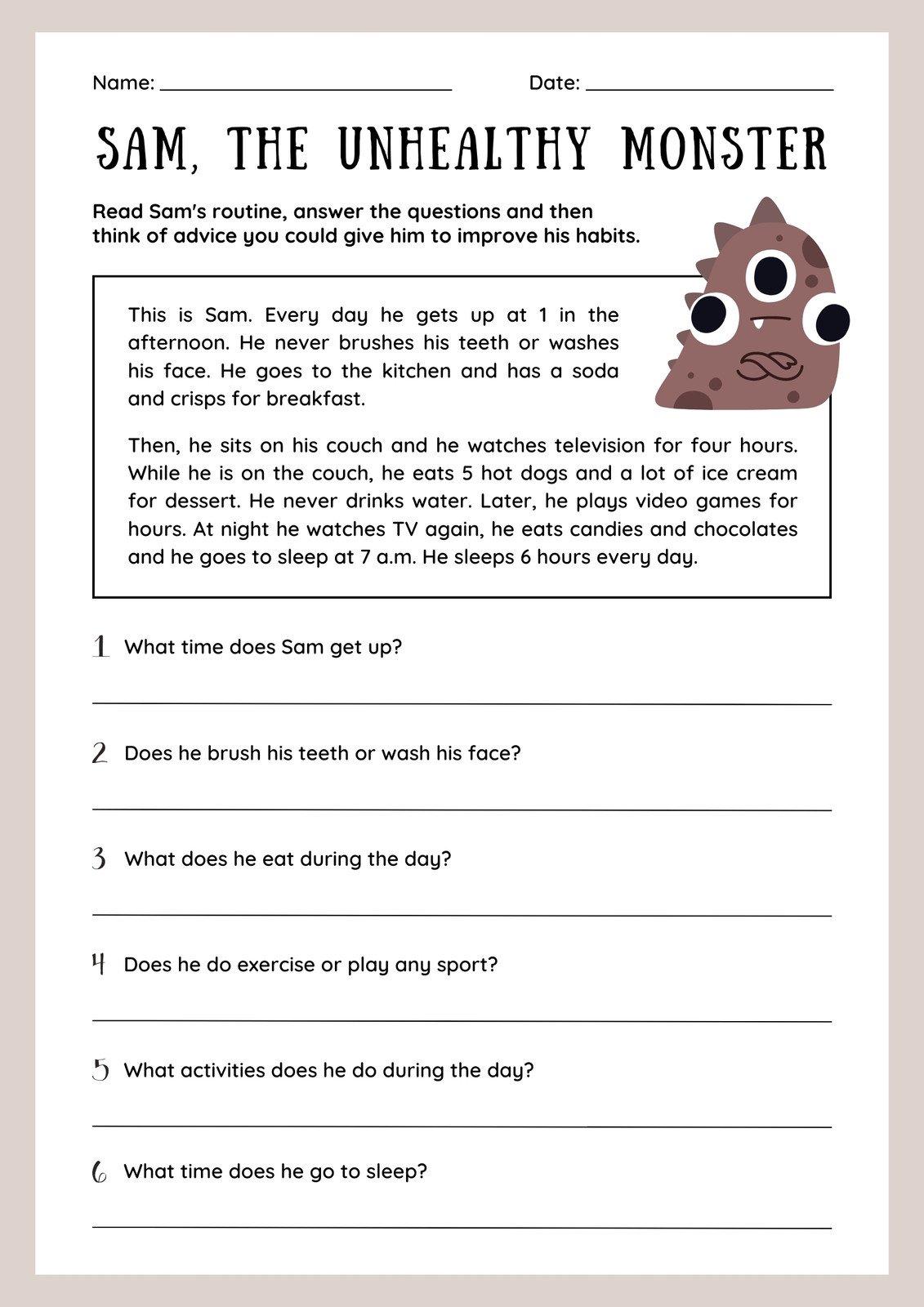 Experimental Design Worksheet Answer Key