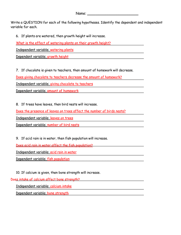 Experimental Design Worksheet Pdf