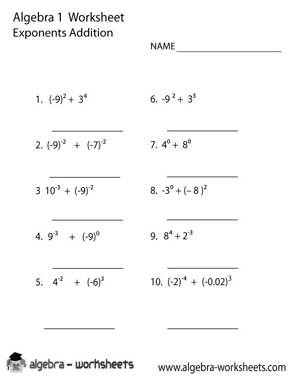 Exponent Practice Worksheet for Algebra Success