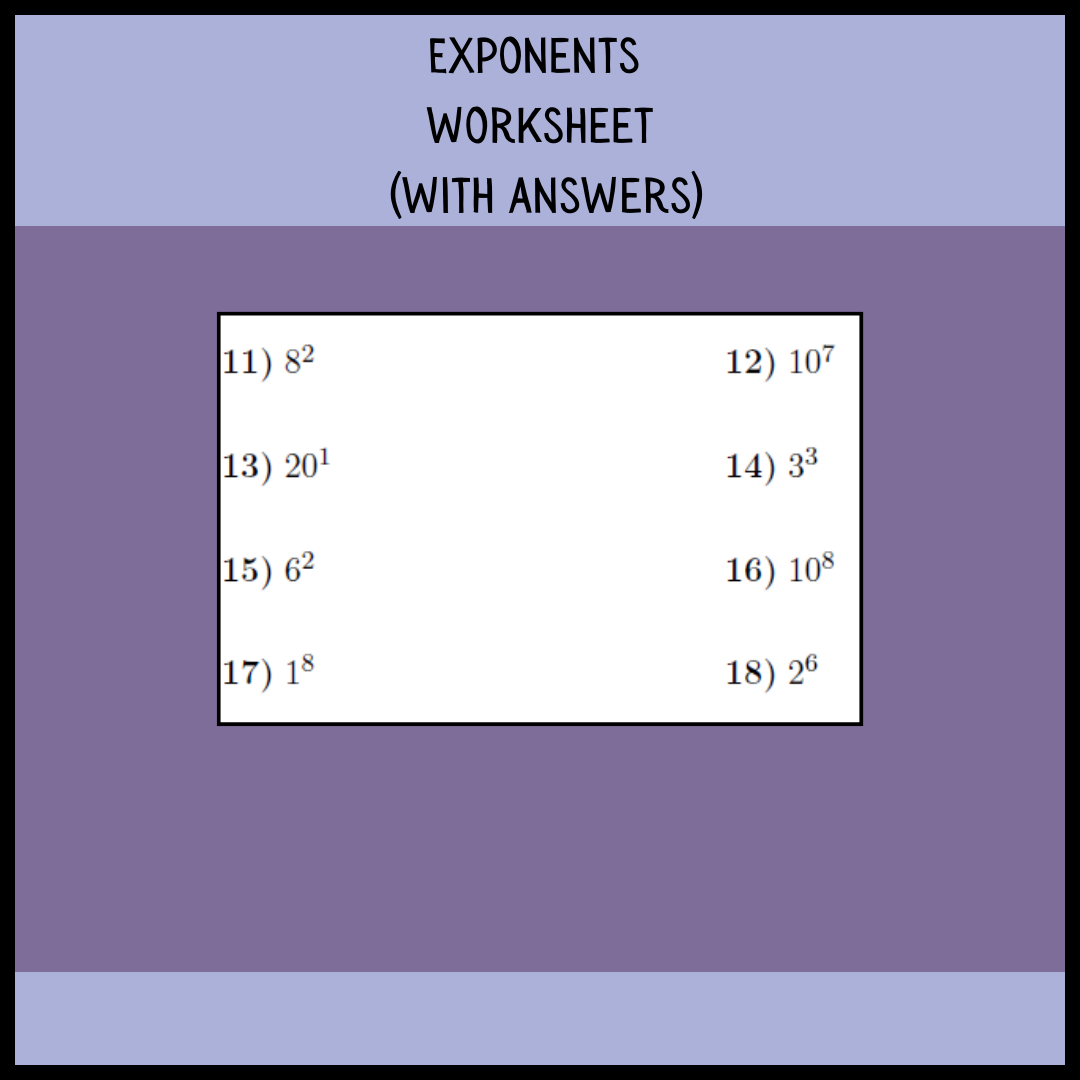 Exponent Worksheet Answers for Easy Math Practice