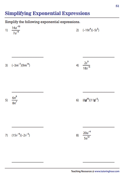 Exponents Rules Worksheet: Simplify Expressions with Ease