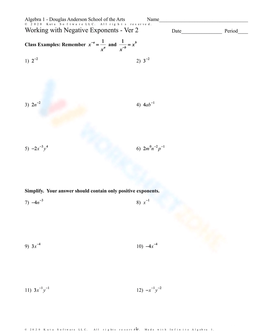 Exponents Worksheets For Grade 5 K5 Learning Worksheets Library