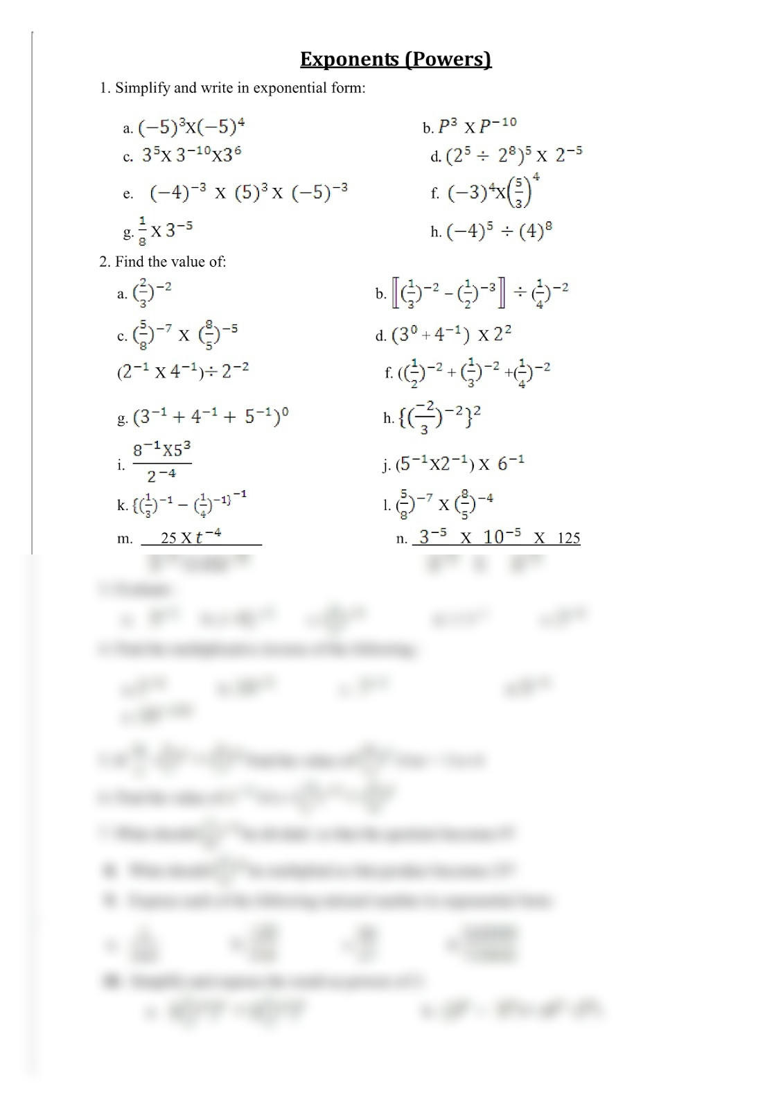 6 Ways to Master Exponents with Grade 6 Worksheets