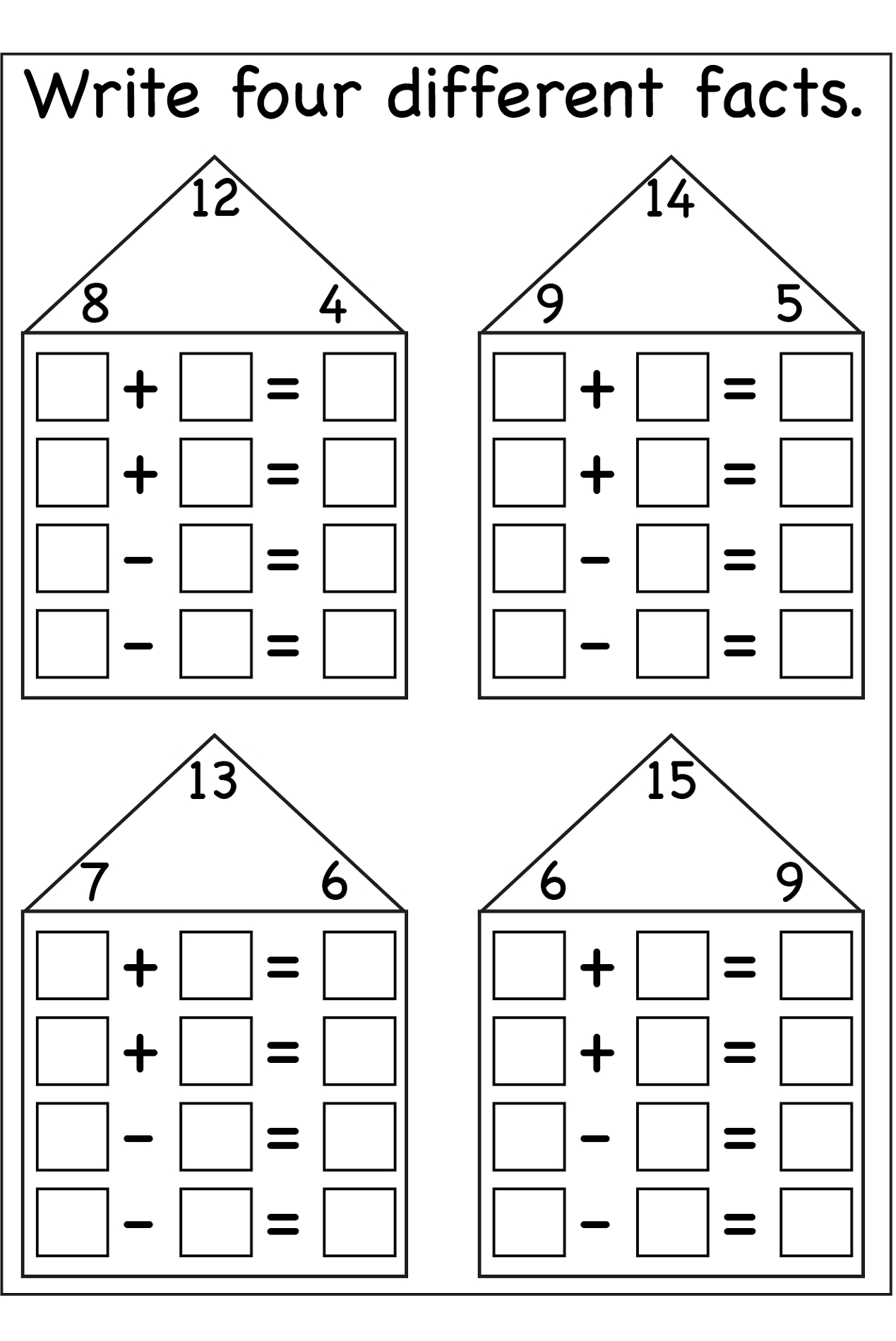 5 Fun Ways with Fact Families Worksheets