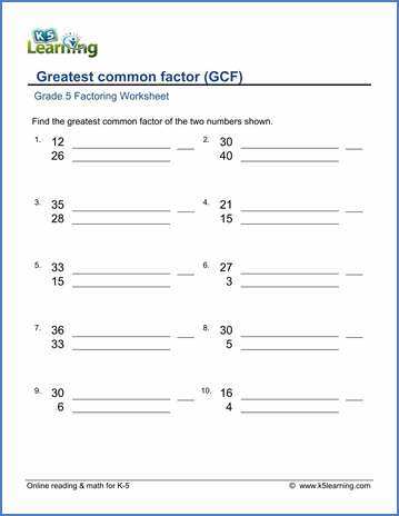 Factor Grade 4 Worksheet