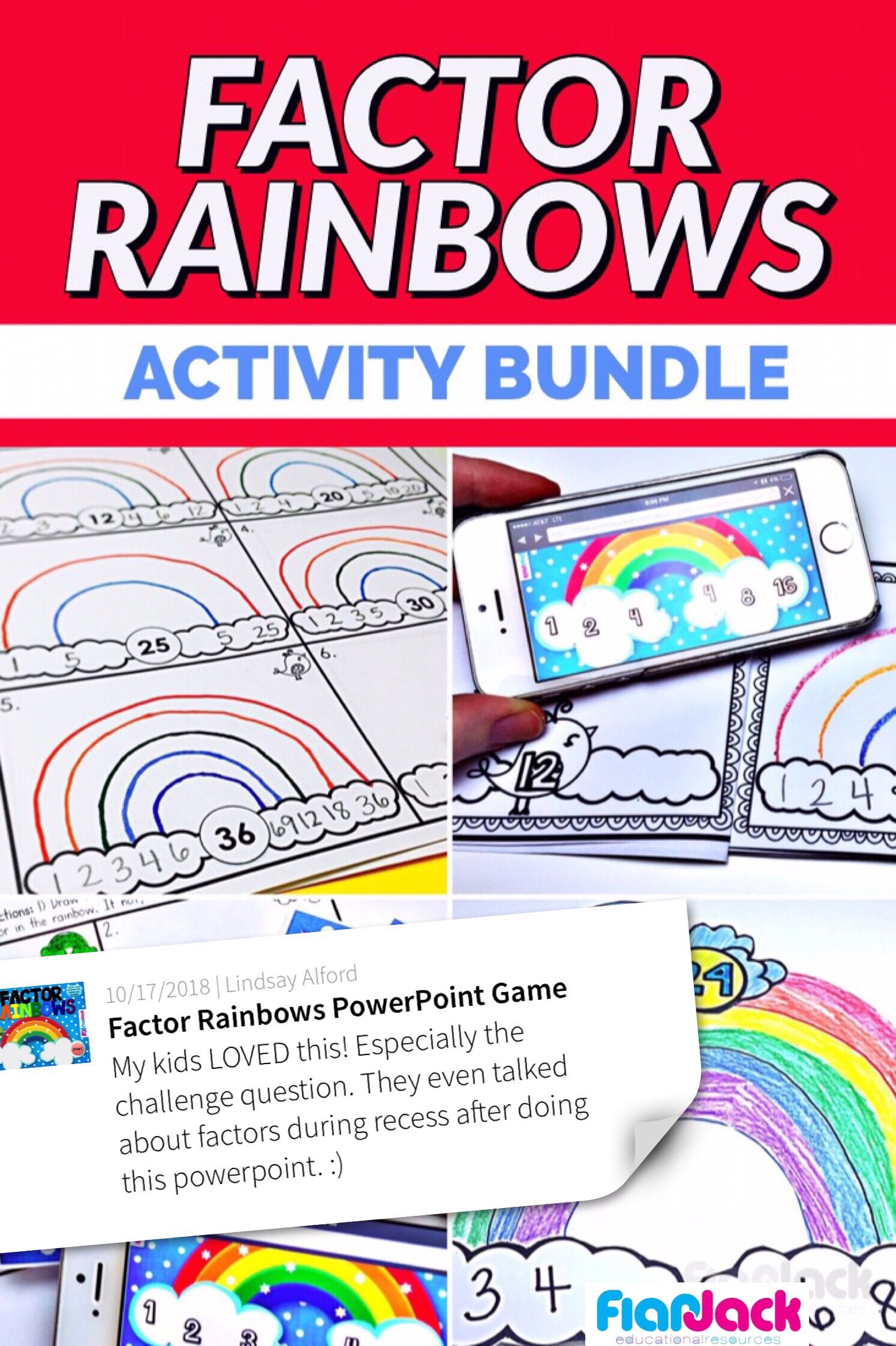 Factor Rainbows Freebie Bundle Flapjack 4Th Grade Math Math