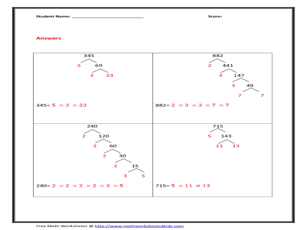 5 Ways to Master Factoring Tree Worksheets