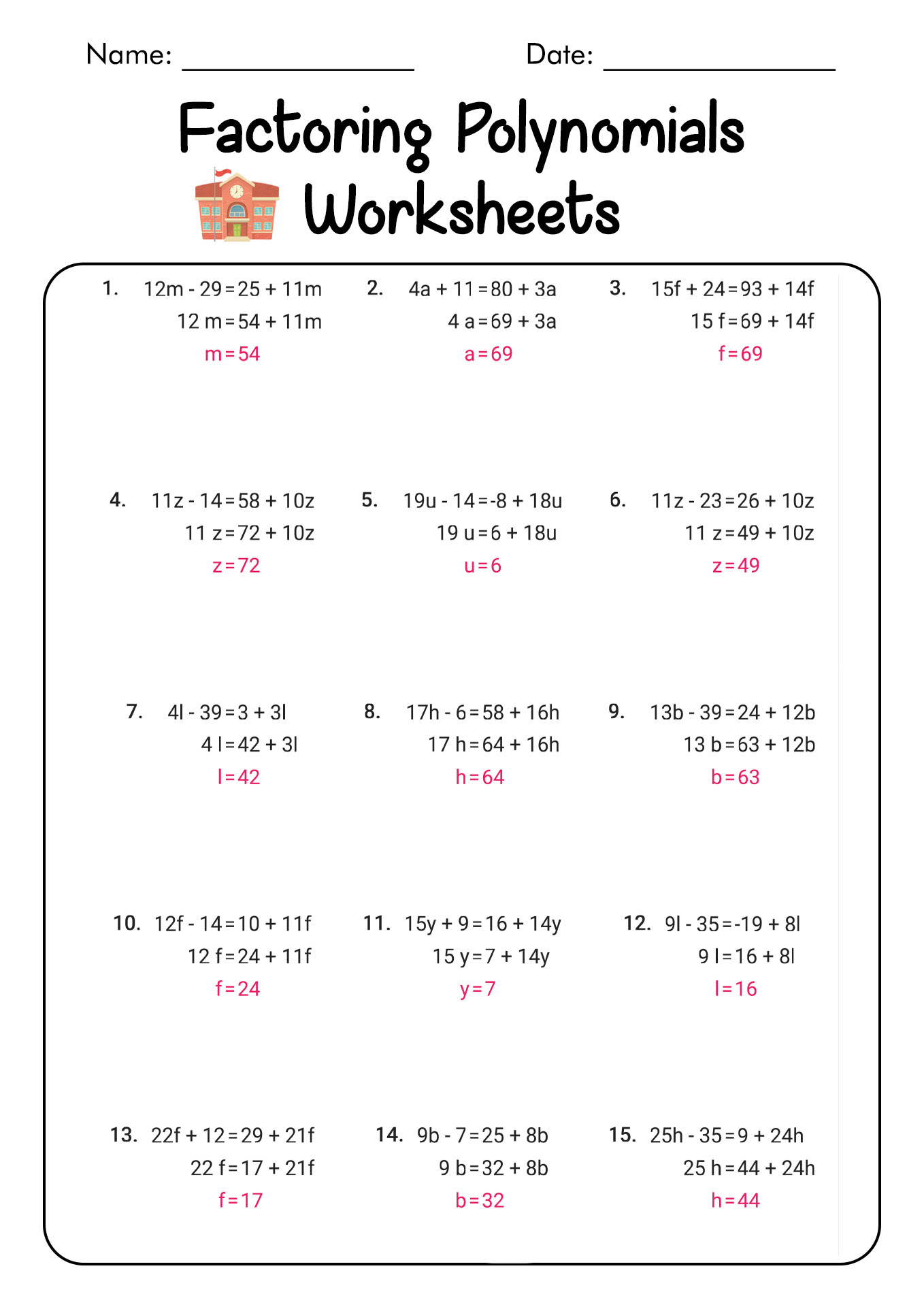 Factor Easily: Factoring Worksheet With Answers