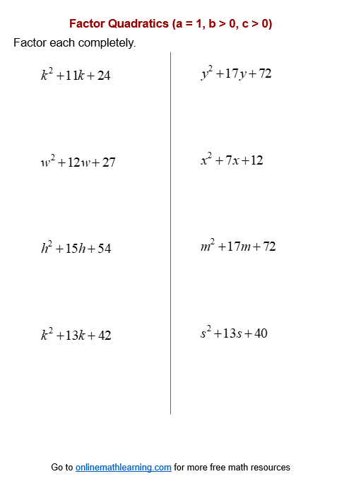 Factorization Worksheet With Answers Made Easy