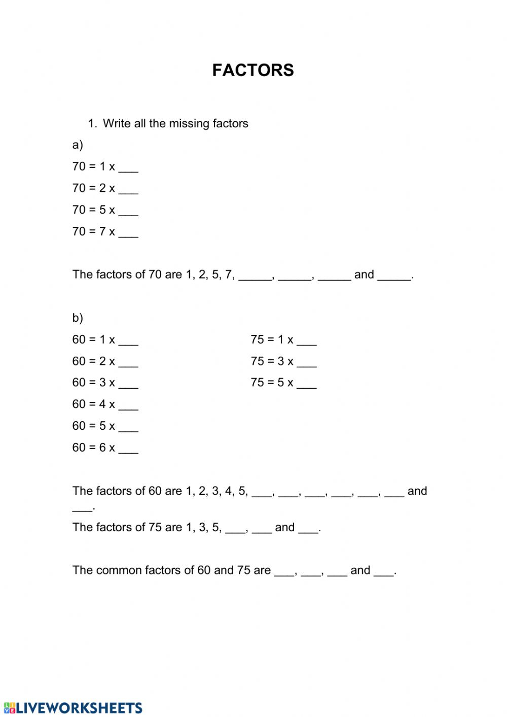 5 Ways to Master Factors and Multiples Worksheets