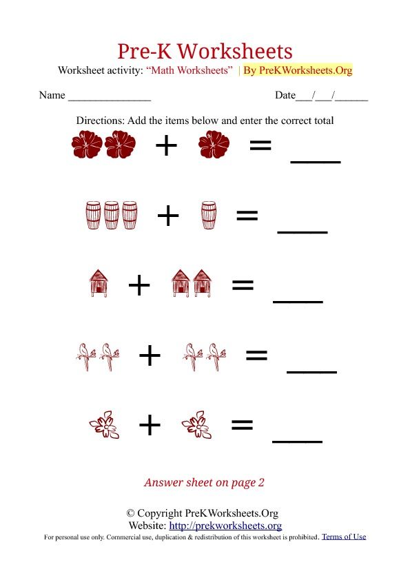 Fantastic Pre K Math Worksheets Printable Worksheet