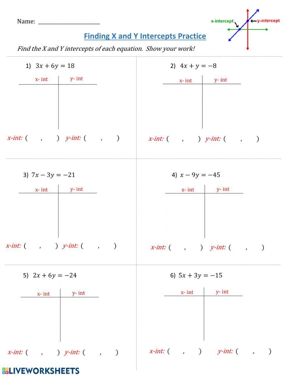 Finding X and Y Intercepts Made Easy