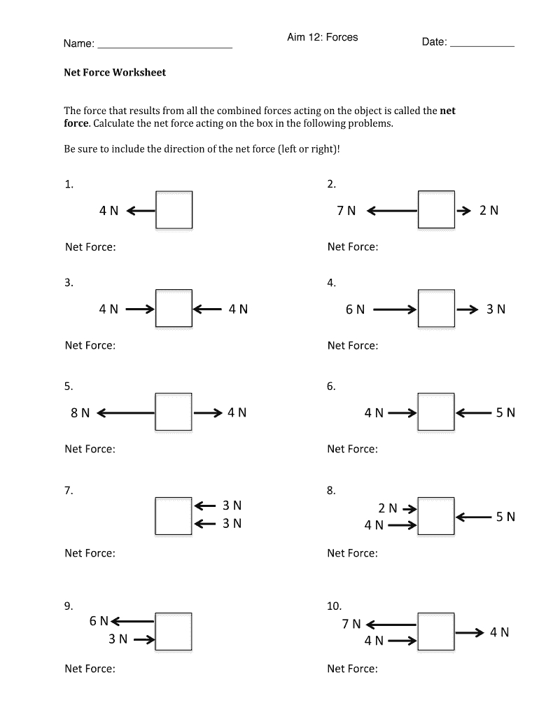 Force Diagrams Worksheets