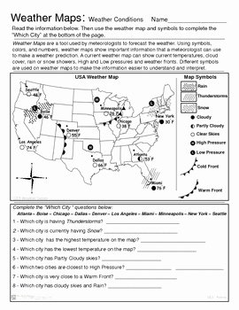 Forecasting Weather Map Worksheet #3 Made Easy