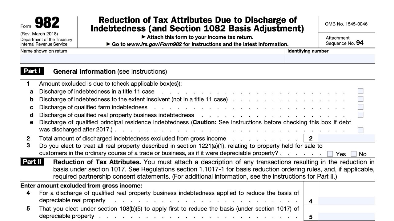 Form 982 Insolvency Worksheet